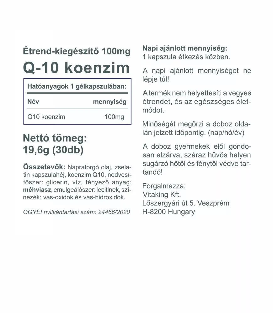 Vitaking - Coenzym Q10 100 mg (30 Weichkapseln) – Bild 2