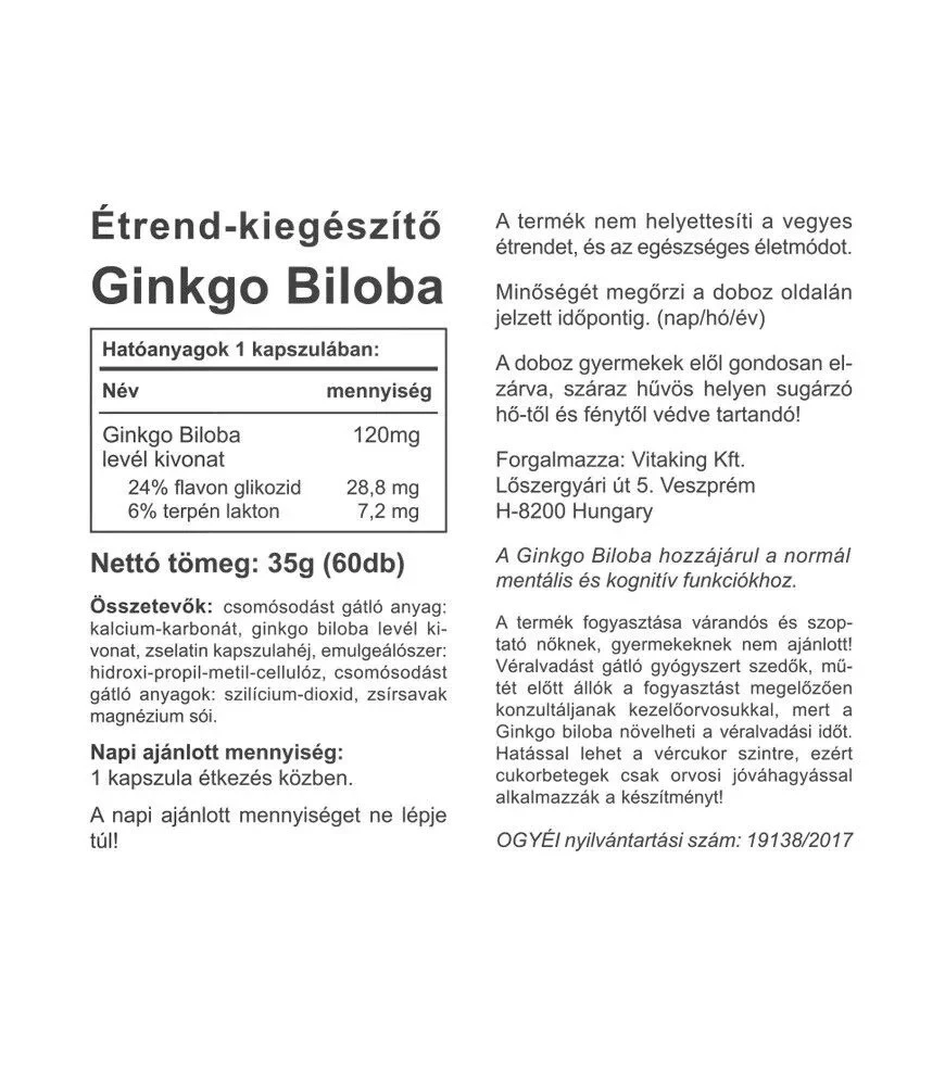 Vitaking Ginkgo Biloba Forte 120 mg (60 Kapseln) – Bild 5