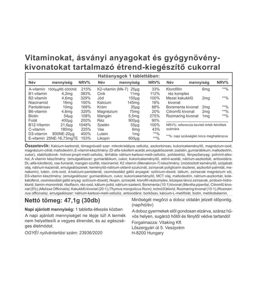 Vitaking - Nicovit Multivitamin-Komplex (30 Tabletten) – Bild 2