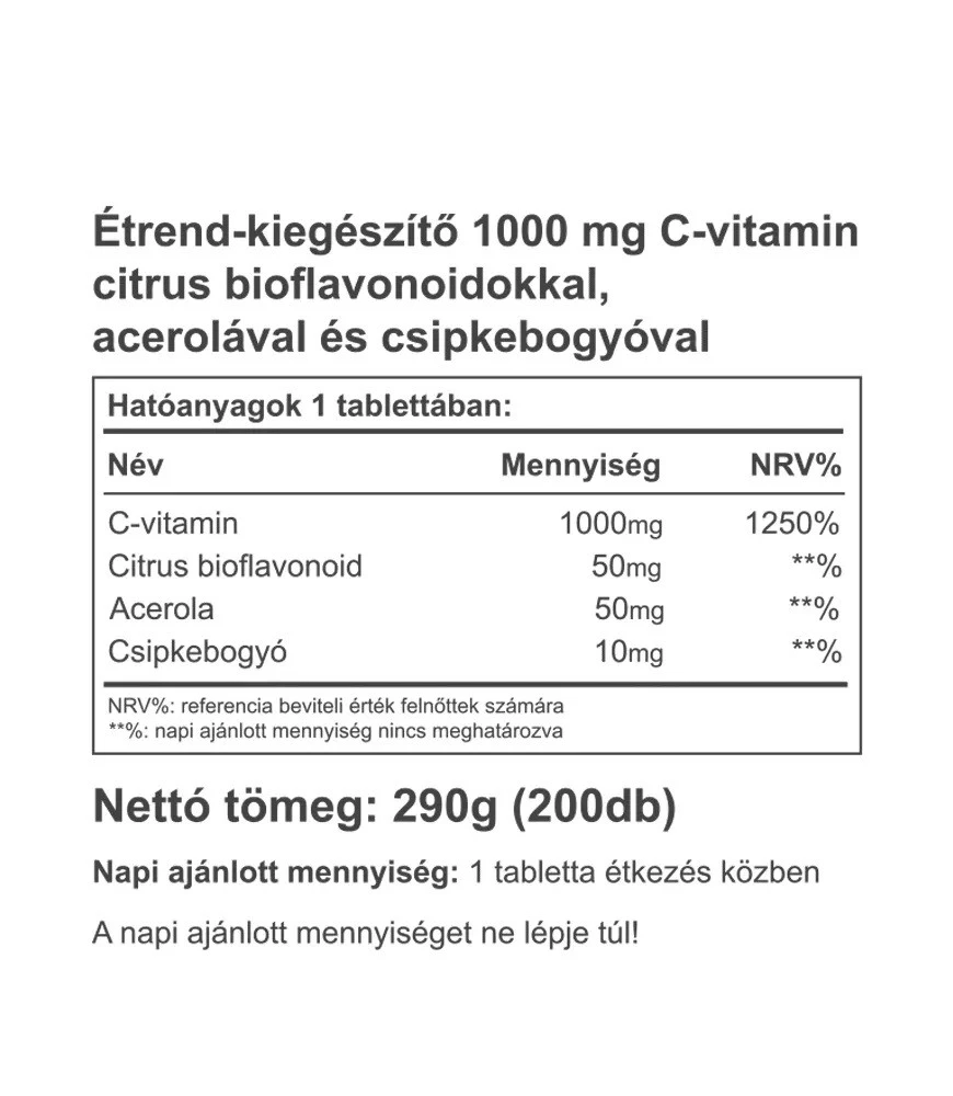Vitaking - Vitamin C 1000 mg mit 50 mg Zitrus-Bioflavonoiden und Acerola (200 Tabletten) – Bild 2