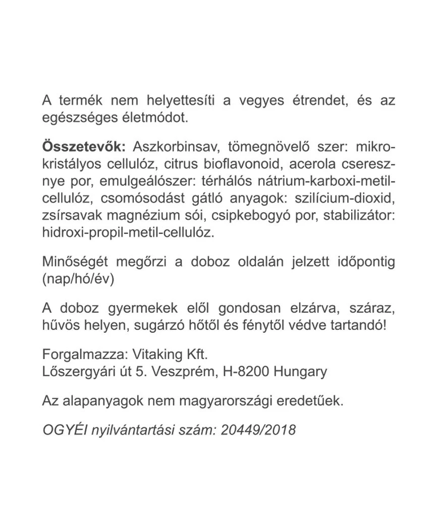 Vitaking - Vitamin C 1000 mg mit 50 mg Zitrus-Bioflavonoiden und Acerola (200 Tabletten) – Bild 3