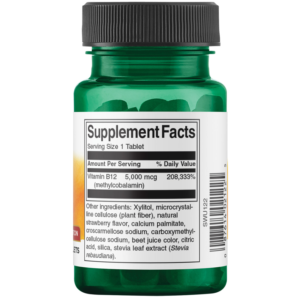 Swanson - Vitamin B-12 Methylcobalamin, 5000 mcg mit hoher Bioverfügbarkeit - 60 Tabletten – Bild 3