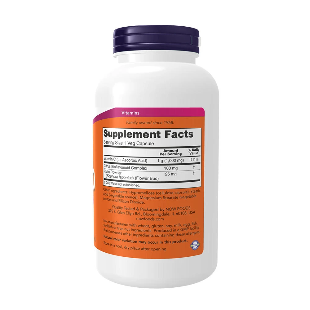 NOW Foods - Vitamin C-1000 mit 100 mg Bioflavonoiden - 250 Kapseln – Bild 2