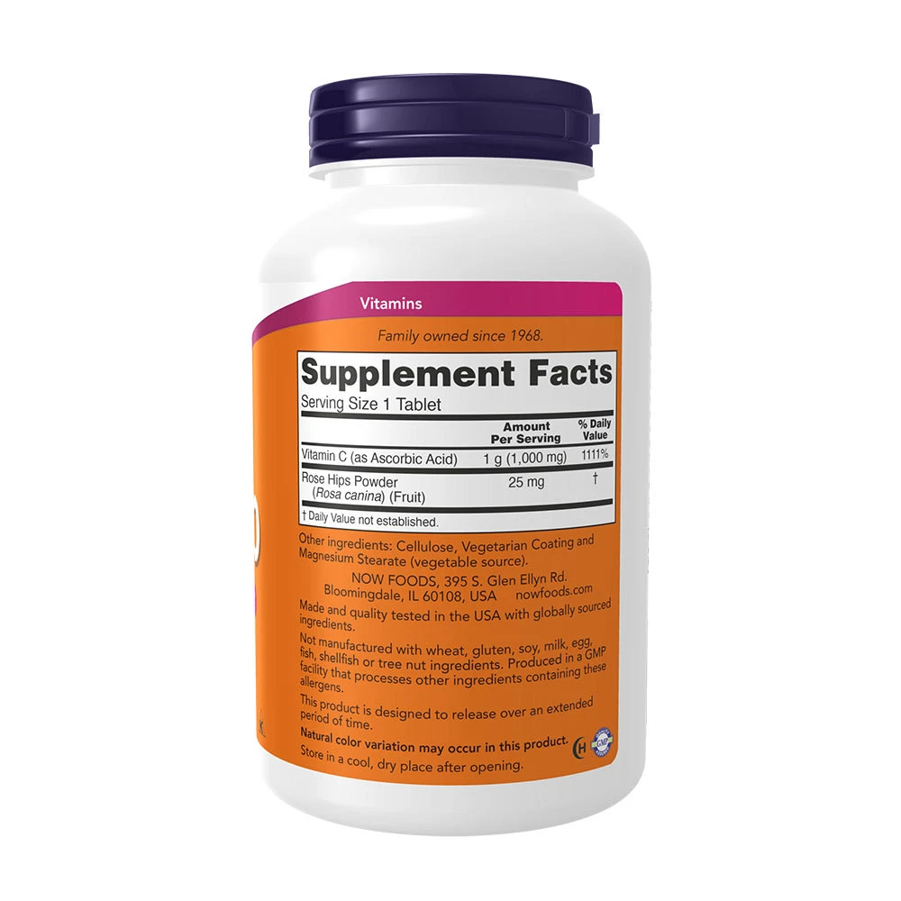 NOW Foods - Vitamin C-1000 mit Hagebutten - Langsame Freisetzung - 250 Tabletten – Bild 4