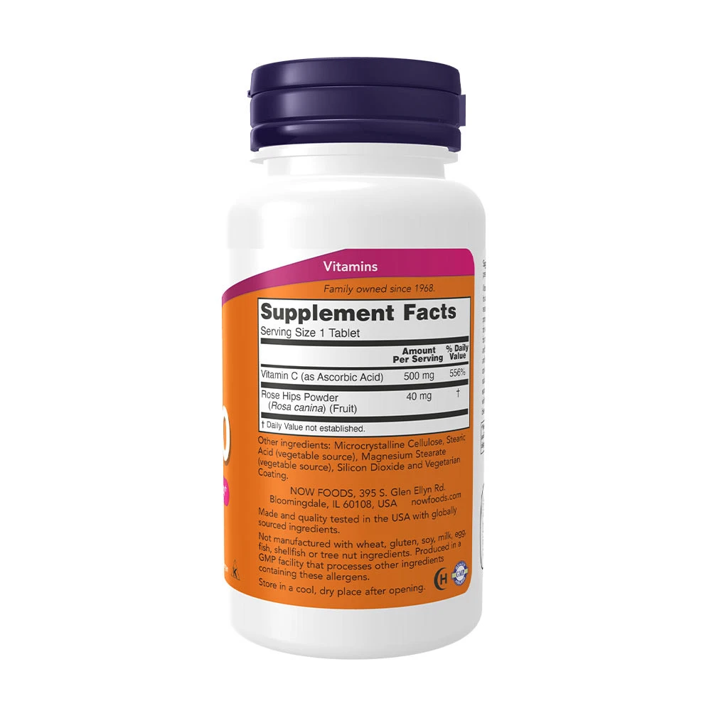 NOW Foods - Vitamin C-500 mit Hagebutten - 100 Tabletten – Bild 4