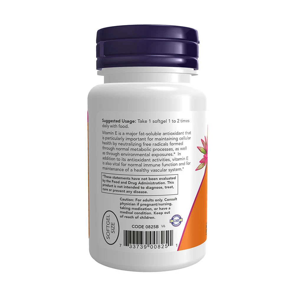 NOW Foods - Natürliches Vitamin E-200 - 100 Weichkapseln – Bild 3