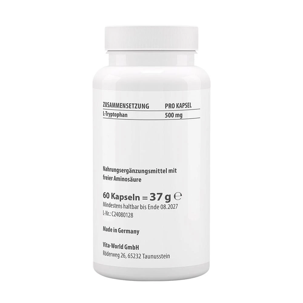 Vitaworld - L-Tryptophan 500 mg (60 Kapseln) – Bild 2