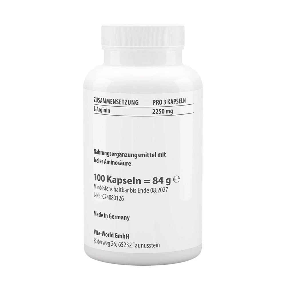 Vitaworld - L-Arginin 750 mg (100 Kapseln) – Bild 2
