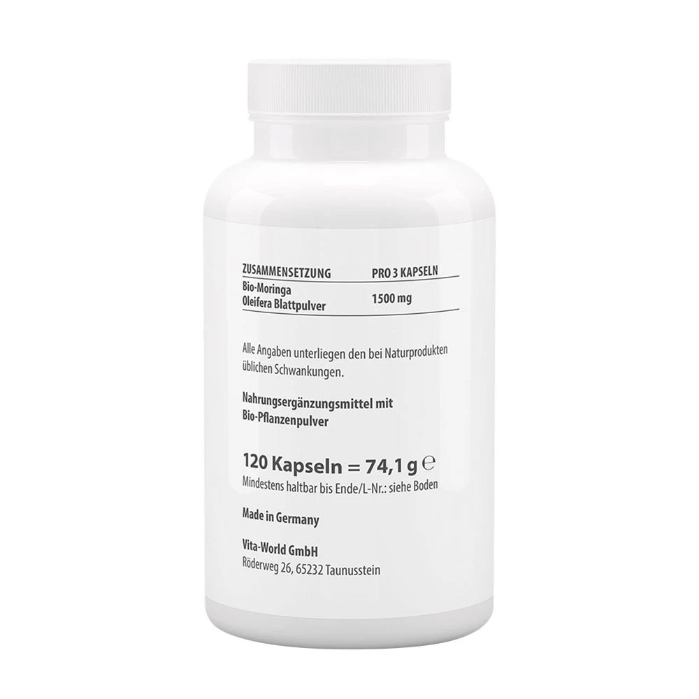 Vitaworld - Bio Moringa Oleifera 500 mg (120 Kapseln) – Bild 2