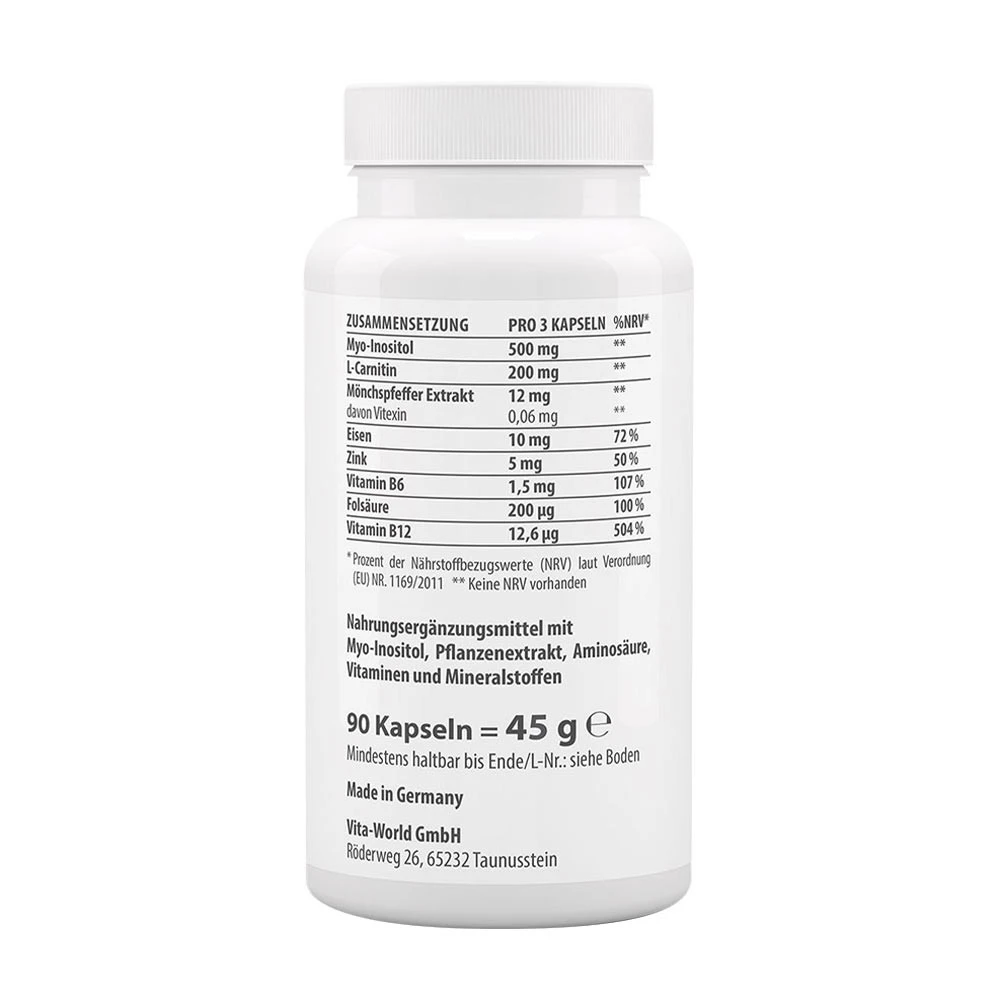 Vitaworld - Myo-Inositol + Mönchspfeffer-Komplex (90 Kapseln) – Bild 2