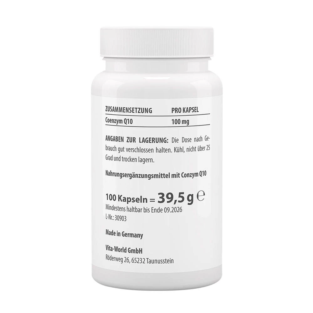 Vitaworld - Q10 100 mg Ubichinon (100 Kapseln) – Bild 2