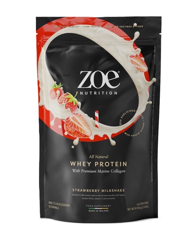 Zoe Nutrition - Vollprotein Mit Premium-Marine-Kollagen, Erdbeer-Milchshake - 454G-image