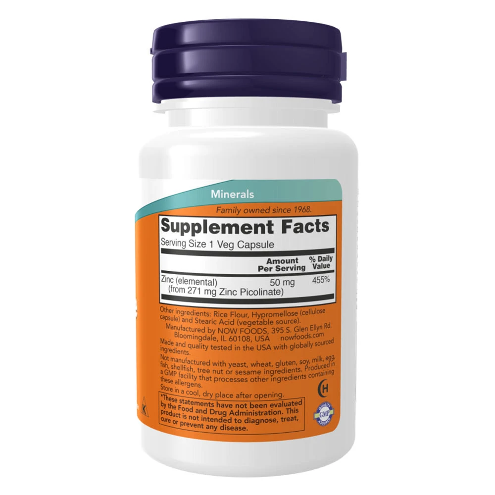 NOW Foods - Zinkpikolinat, 50 mg - 30 vegetarische Kapseln – Bild 4