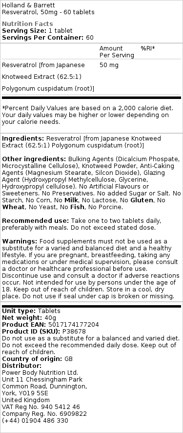 Holland & Barrett - Resveratrol, 50 mg - 60 Tabletten – Bild 3