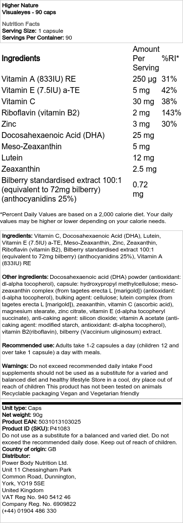 Higher Nature - Visualeyes - 90 Kapseln – Bild 2