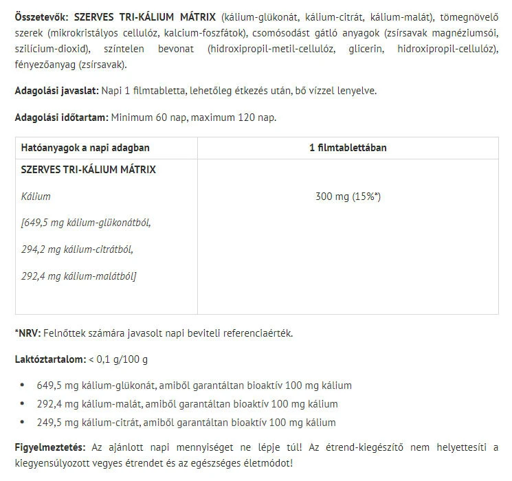 Natur Tanya - organische Tri-Potassium-Matrix (30 Tabletten) – Bild 2