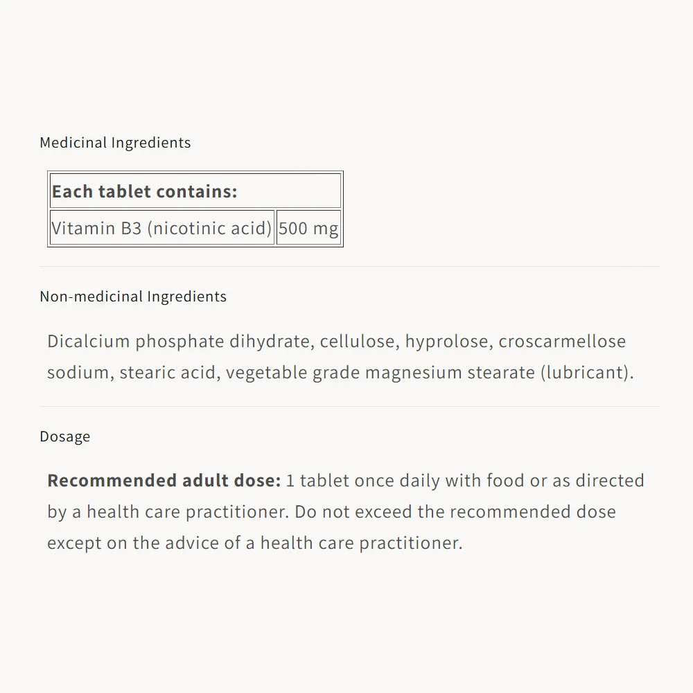 Natural Factors - Niacin 500 mg (90 Tabletten) – Bild 2